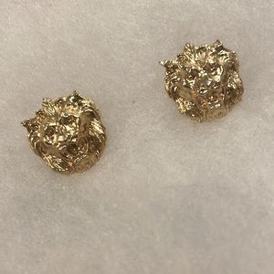 Vintage Gold Plated Lion Head Post /Stud Earrings -women  Jewlery